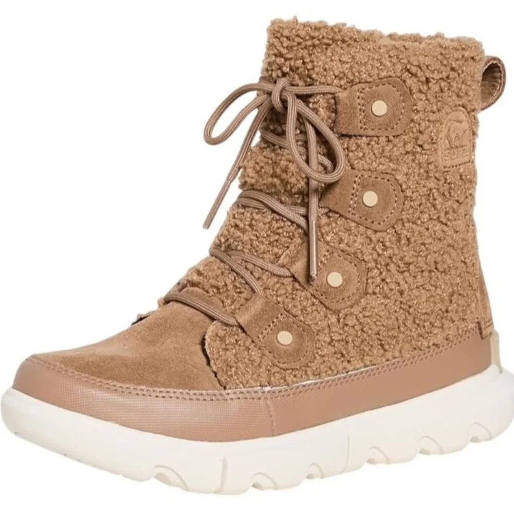 Sorel Explorer II Joan Cozy Winter Boots in Tan with Faux Shearling Upper Size 7 - Picture 1 of 8